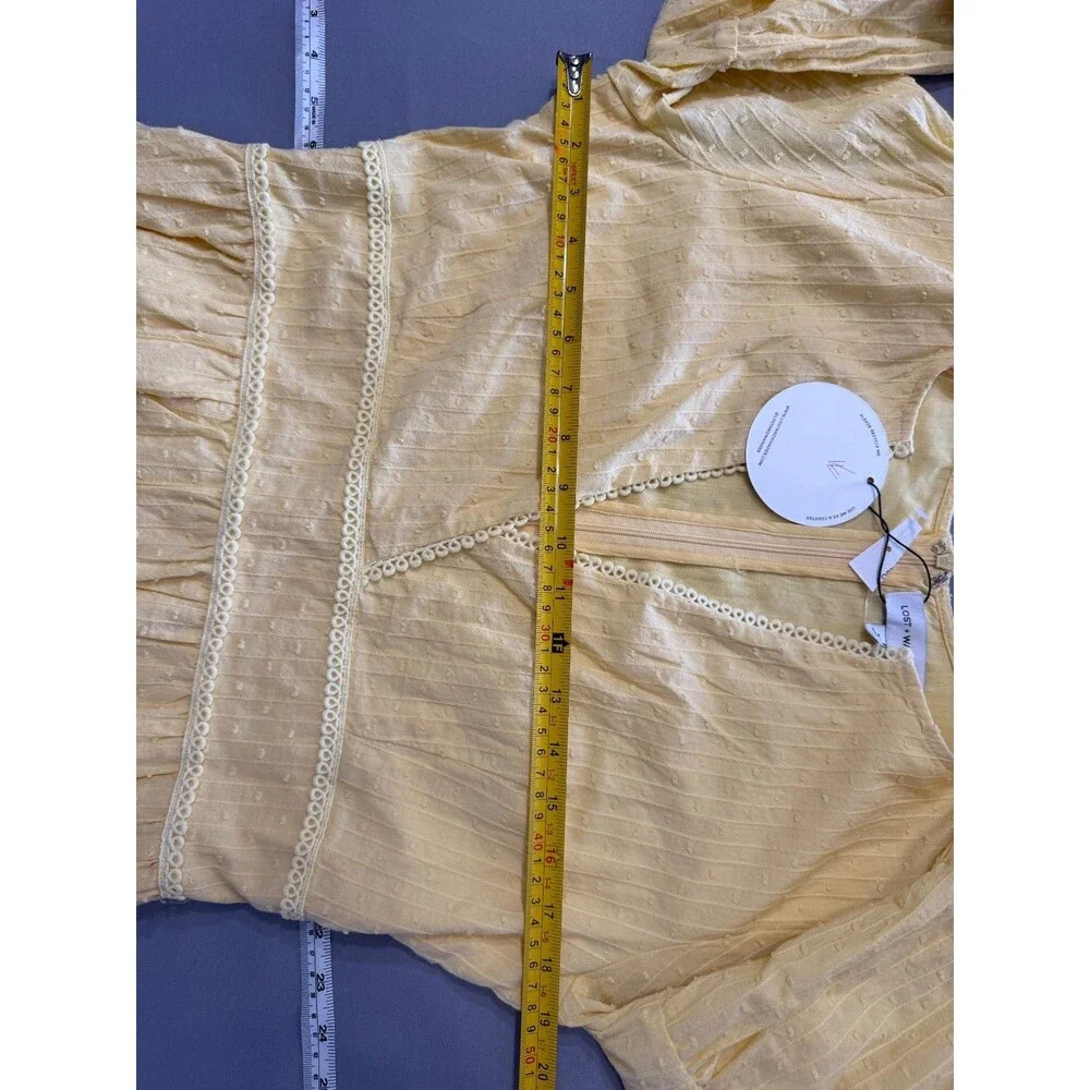 Lost + Wander Yellow V-neck Flared Sleeves Fit & Flare Tier Dress Size M